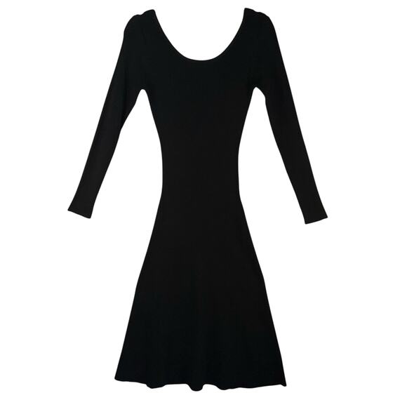 Whyte Valentyne Black Ribbed Knit Low Scoop Back Dress Women’s Size 10 Emo Goth - Picture 1 of 7